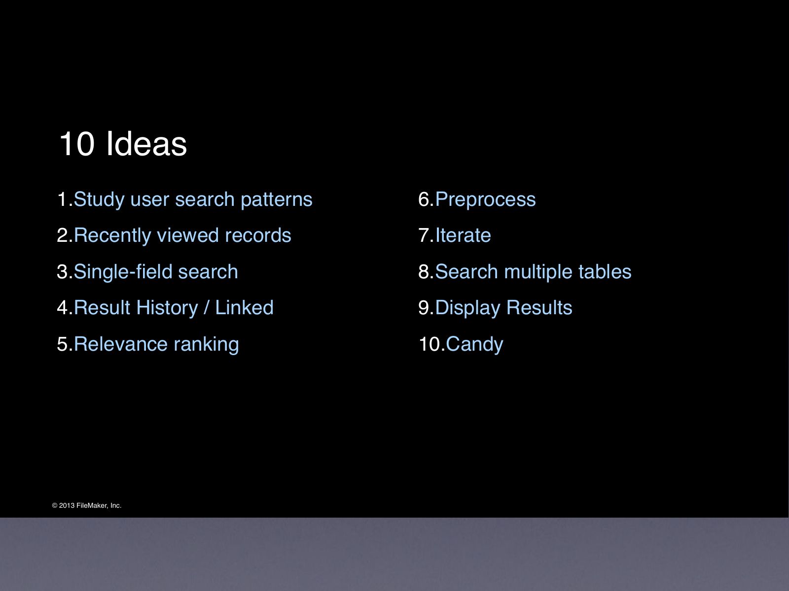 Slide 11: 10 Ideas