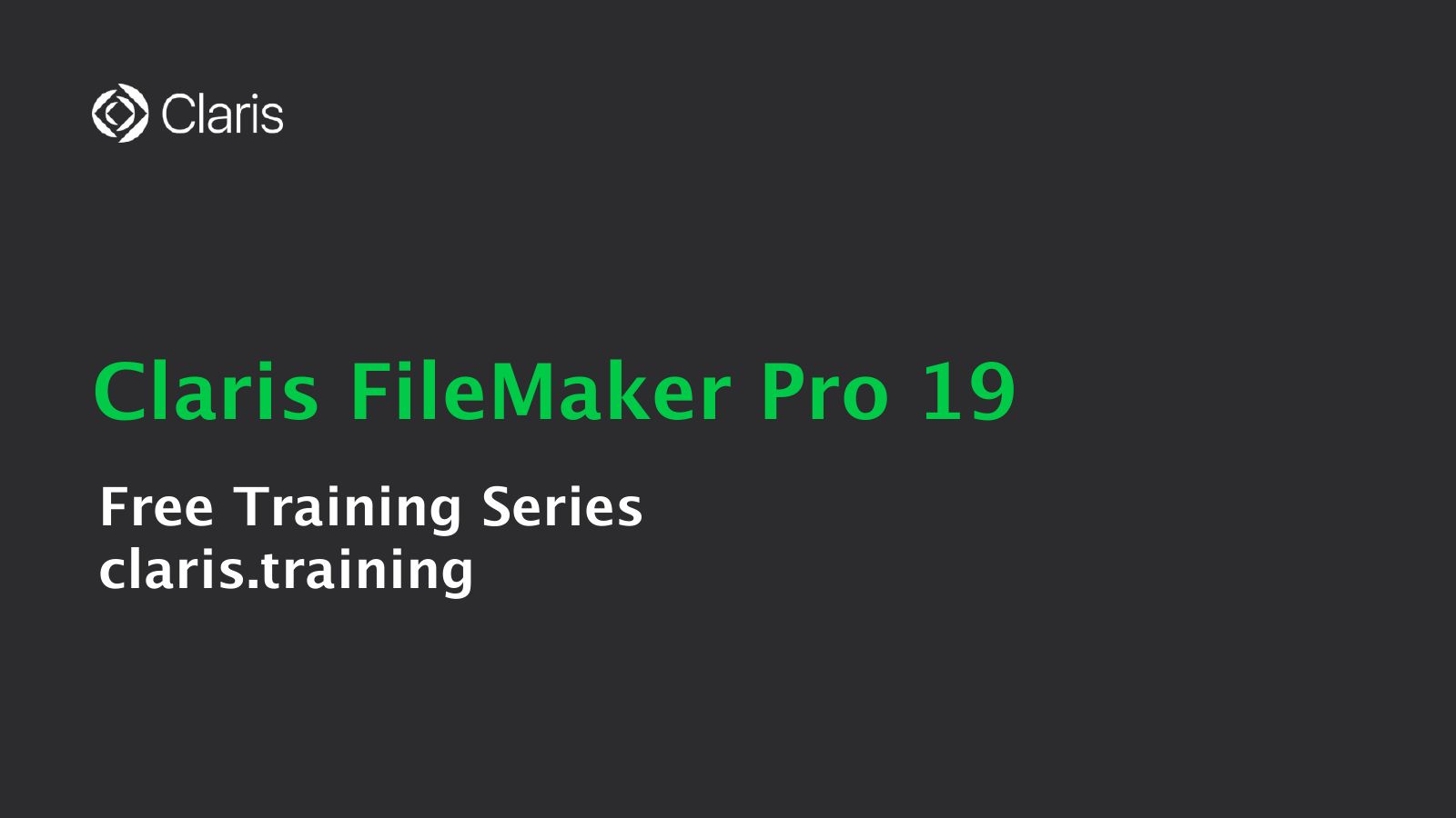 Slide 1: Claris FileMaker Pro 19