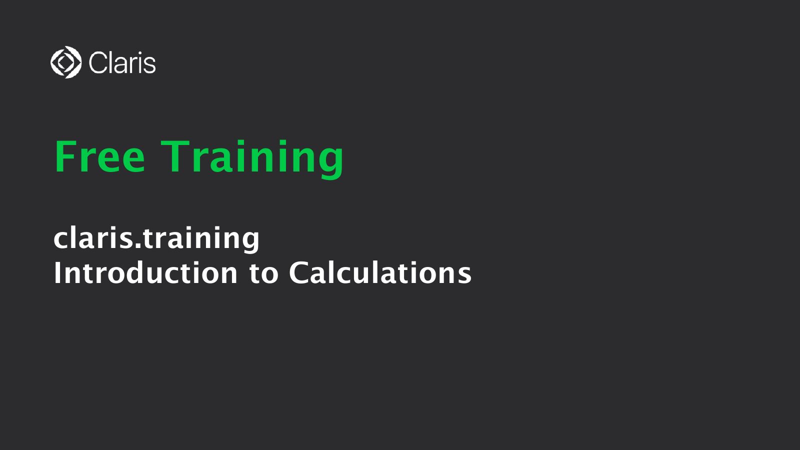 Slide 1: Free Training