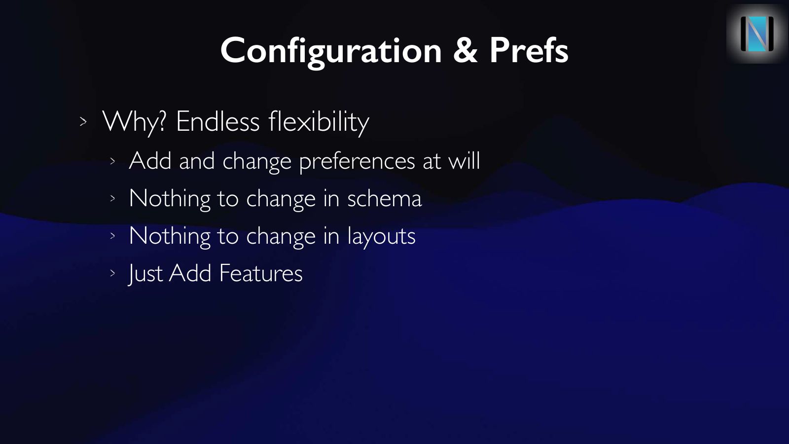 Slide 50: Configuration & Prefs