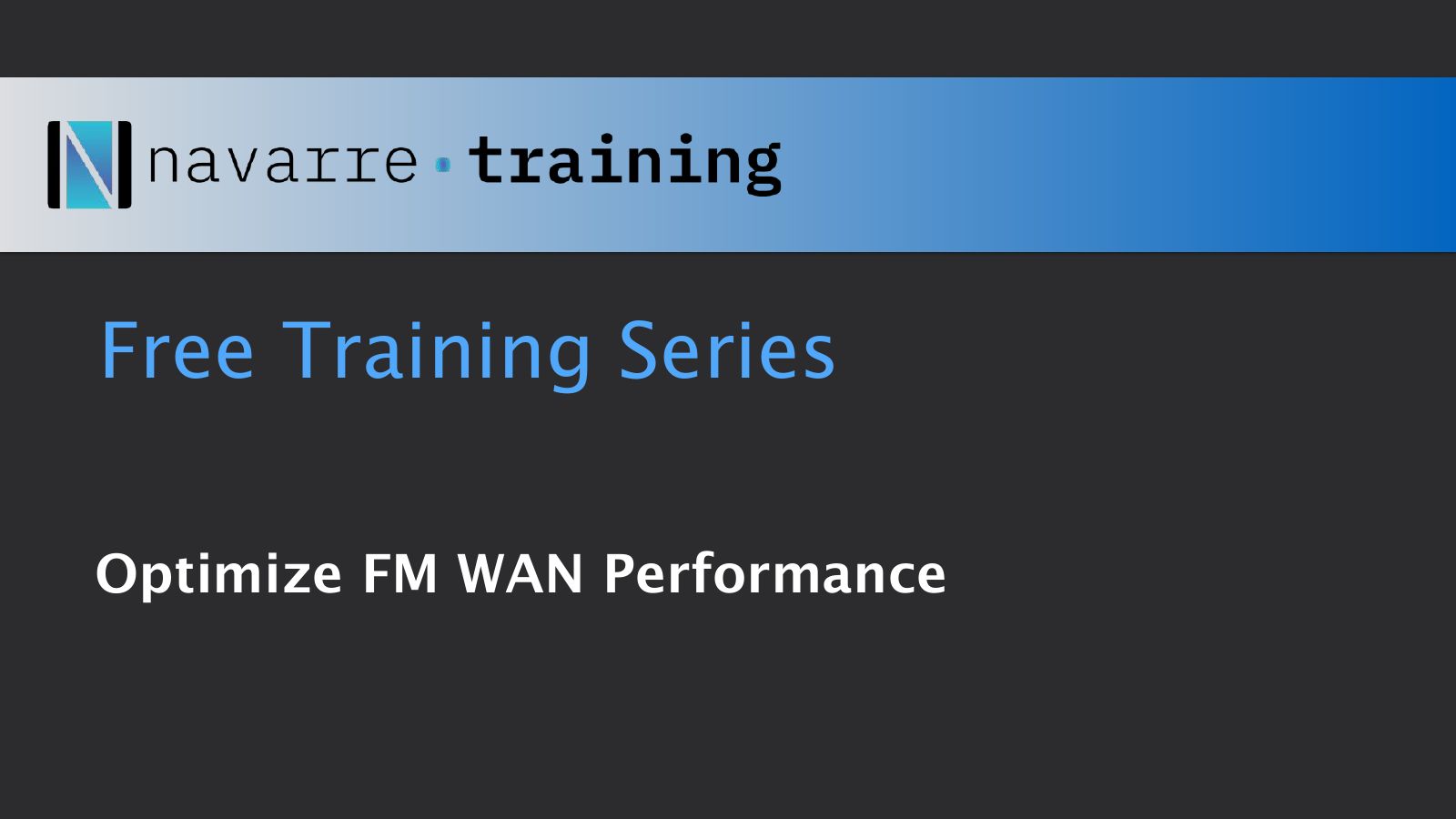 Slide 1: Free Training Series
