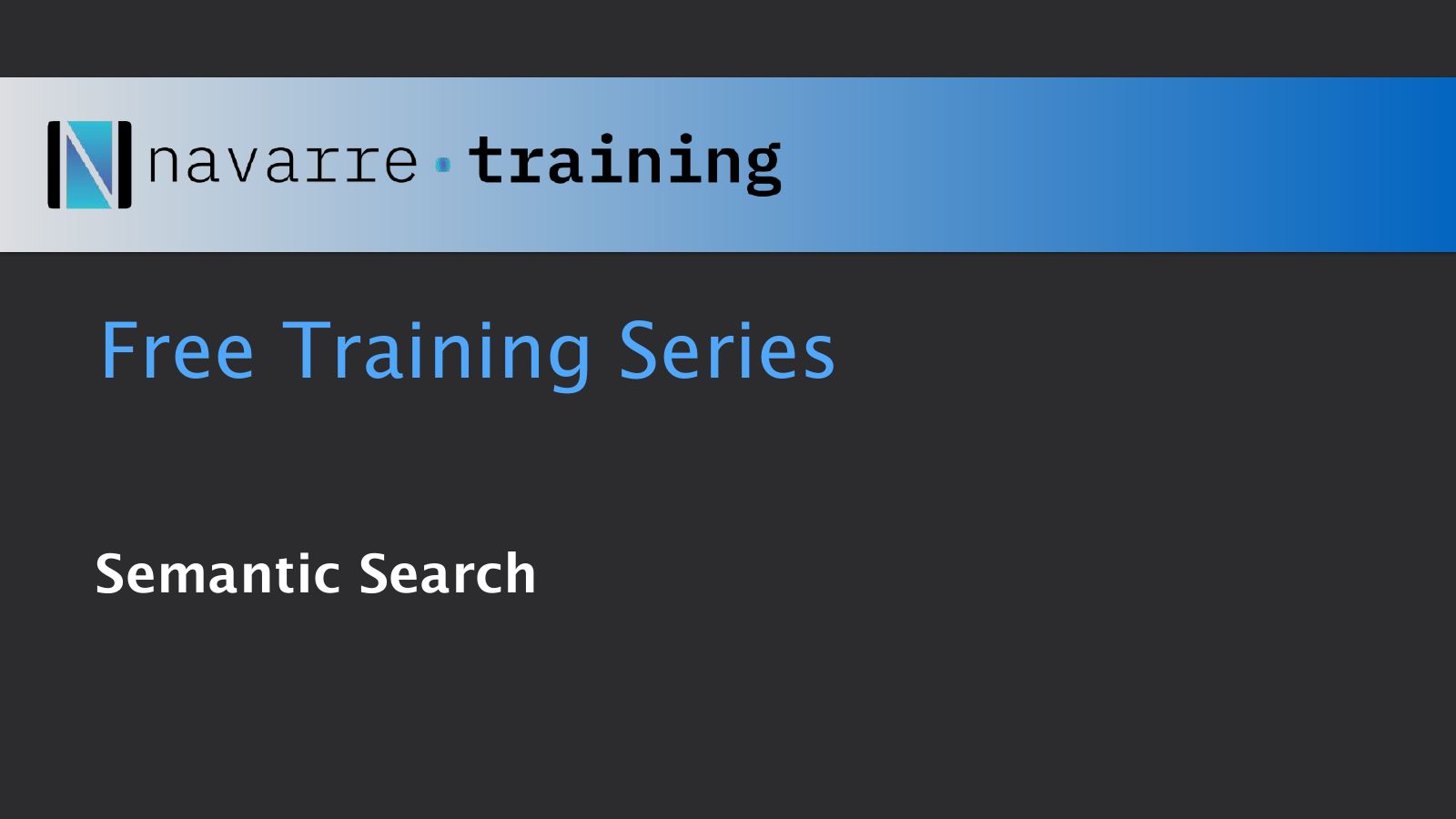 Slide 1: Free Training Series