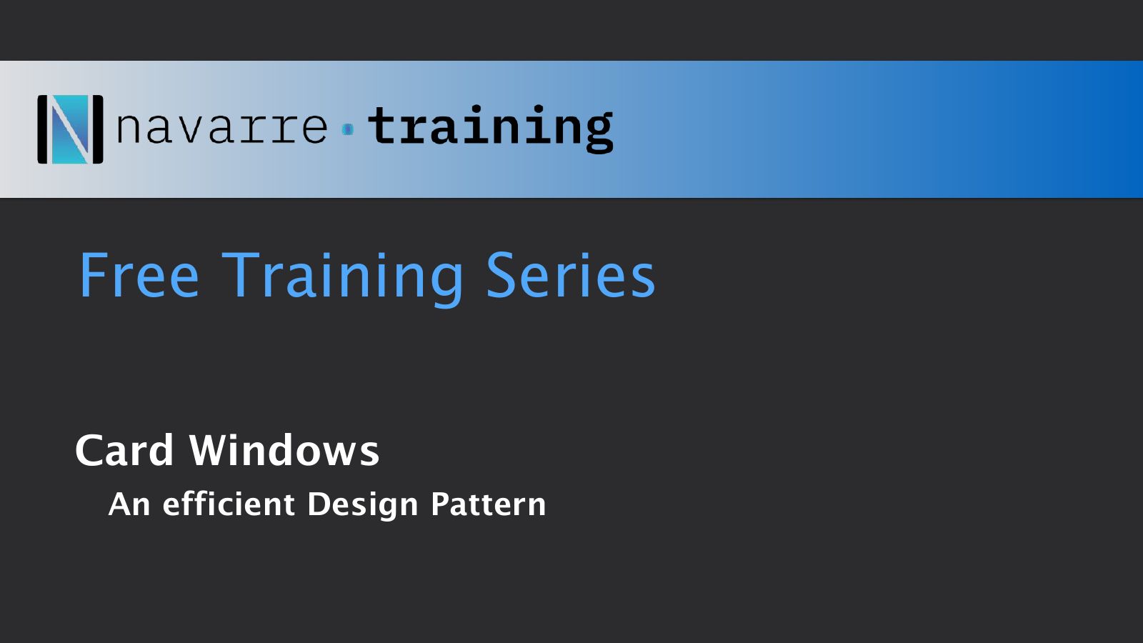 Slide 1: Free Training Series