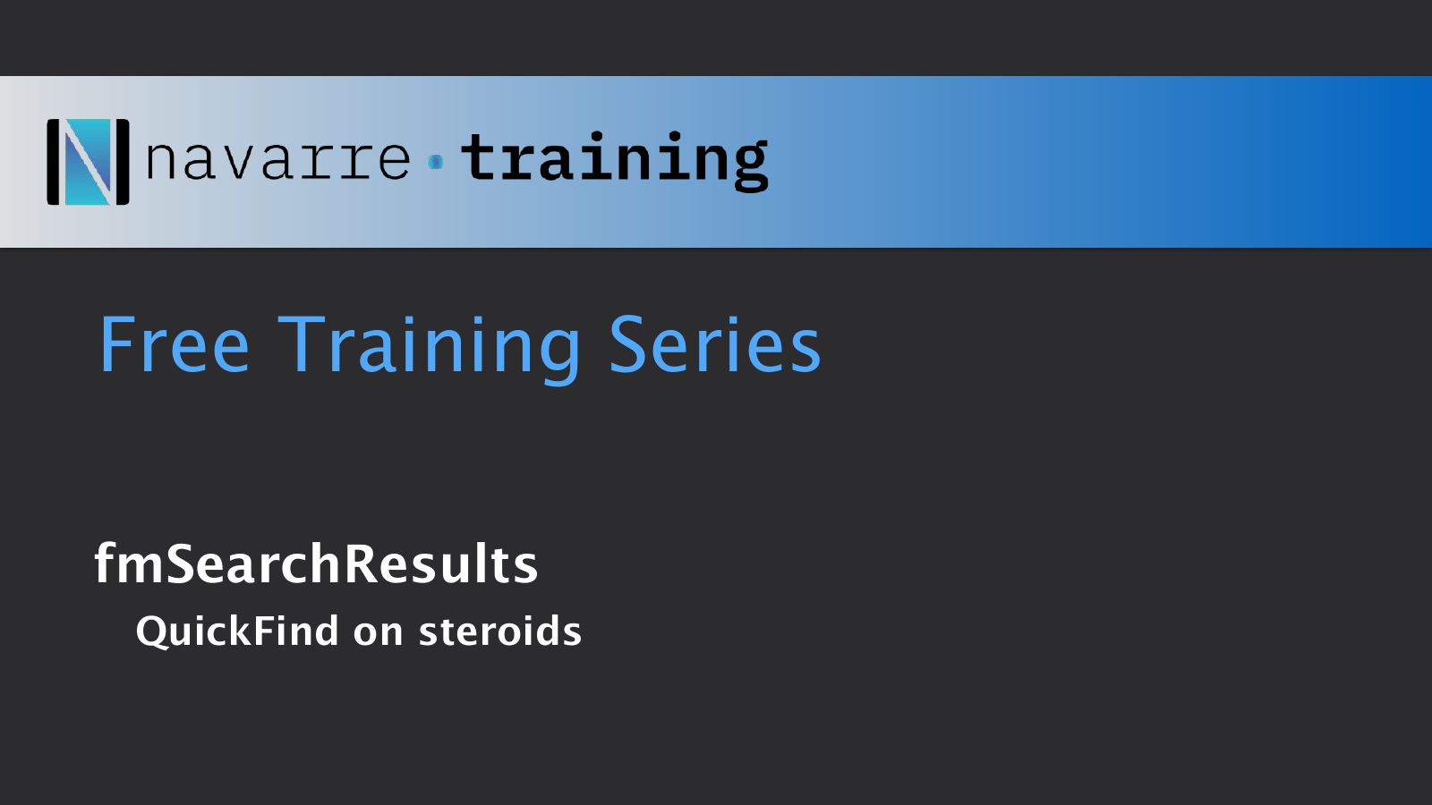 Slide 1: Free Training Series