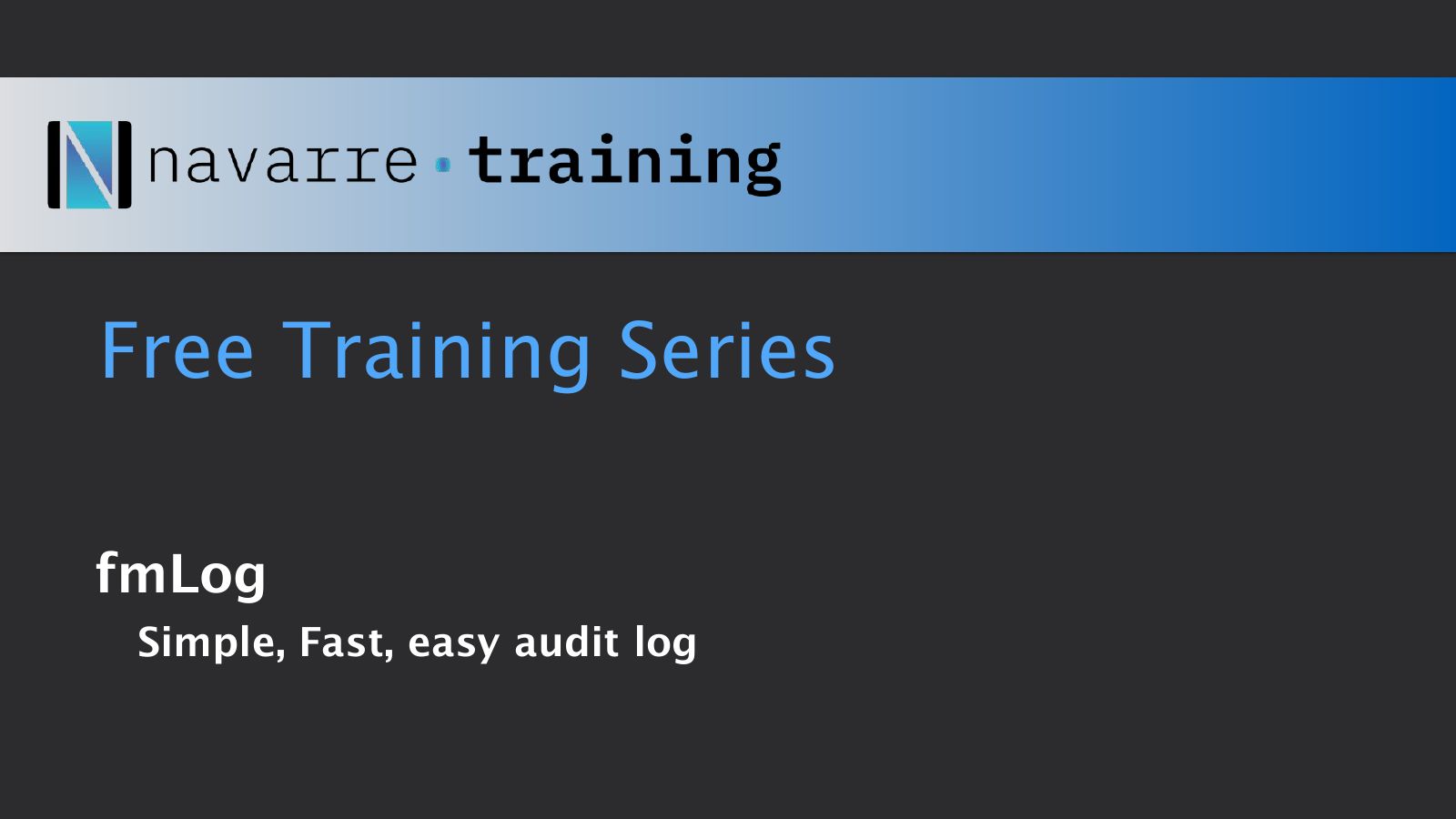 Slide 1: Free Training Series