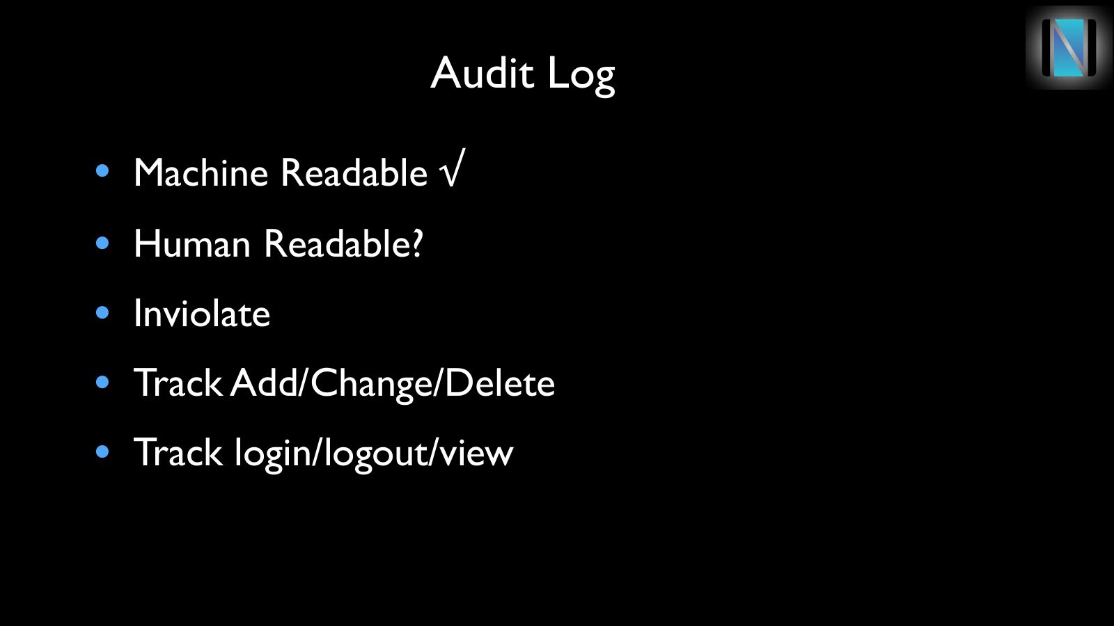Slide 5: Audit Log