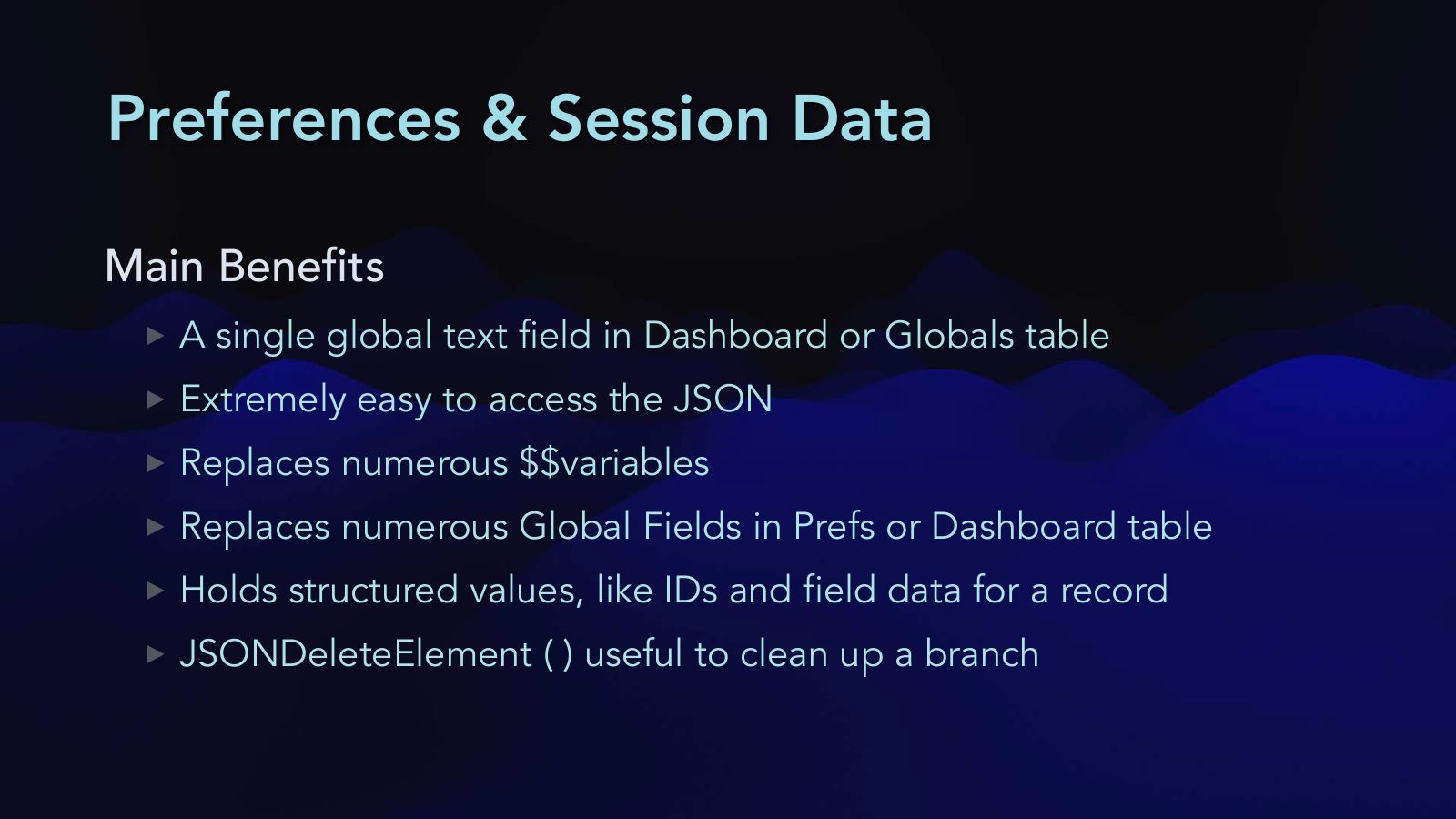 Slide 42: Preferences & Session Data