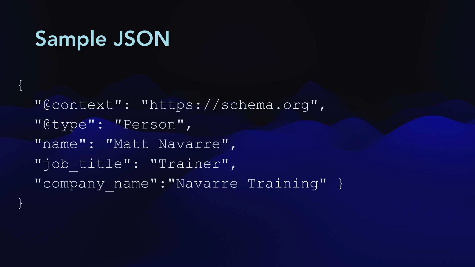 Slide 48: Sample JSON