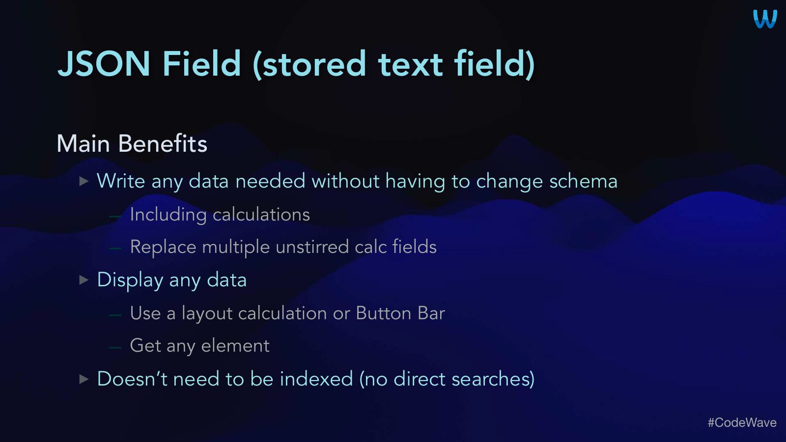 Slide 28: JSON Field (stored text field)