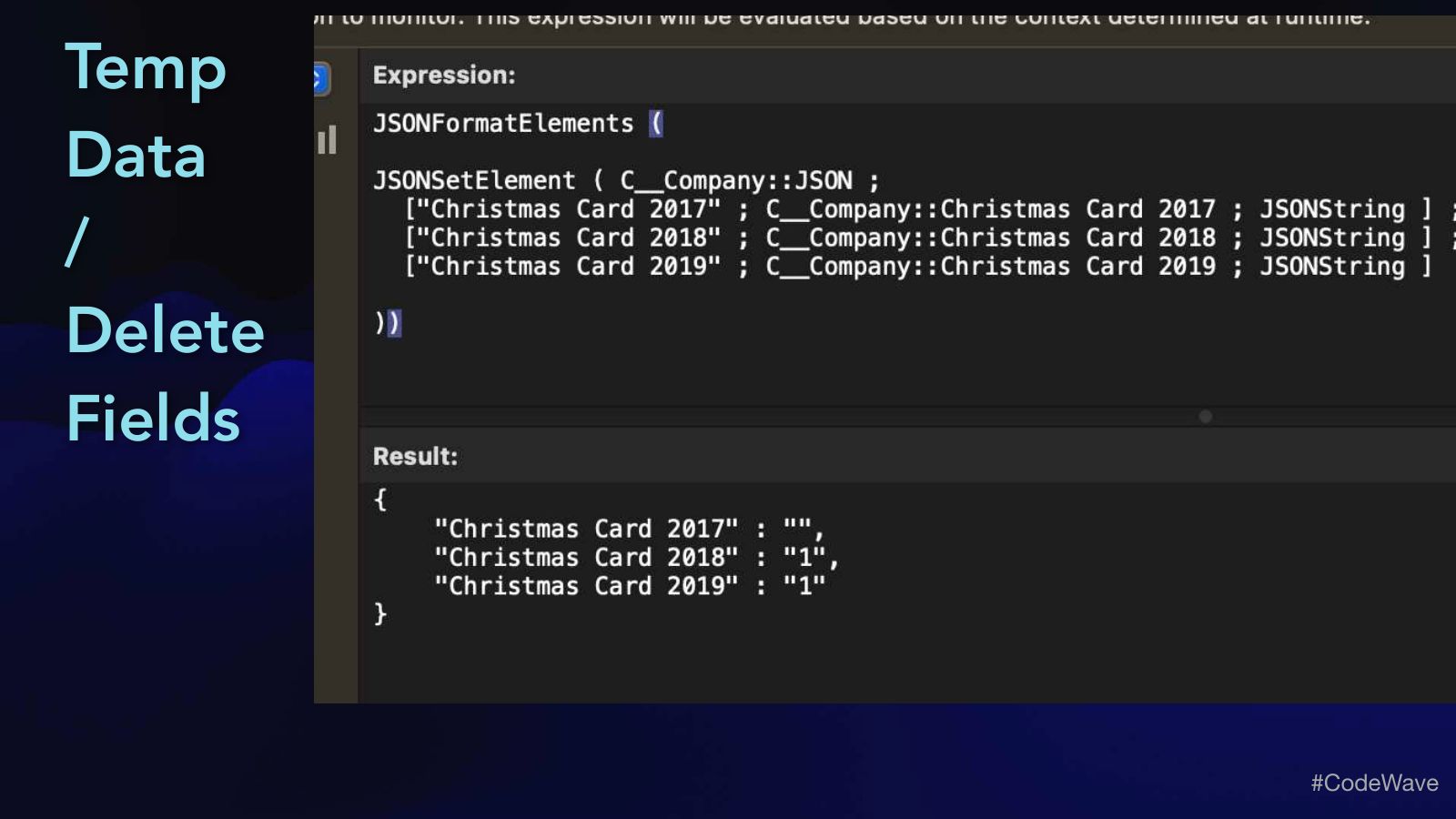 Slide 35: Temp Data / Delete Fields