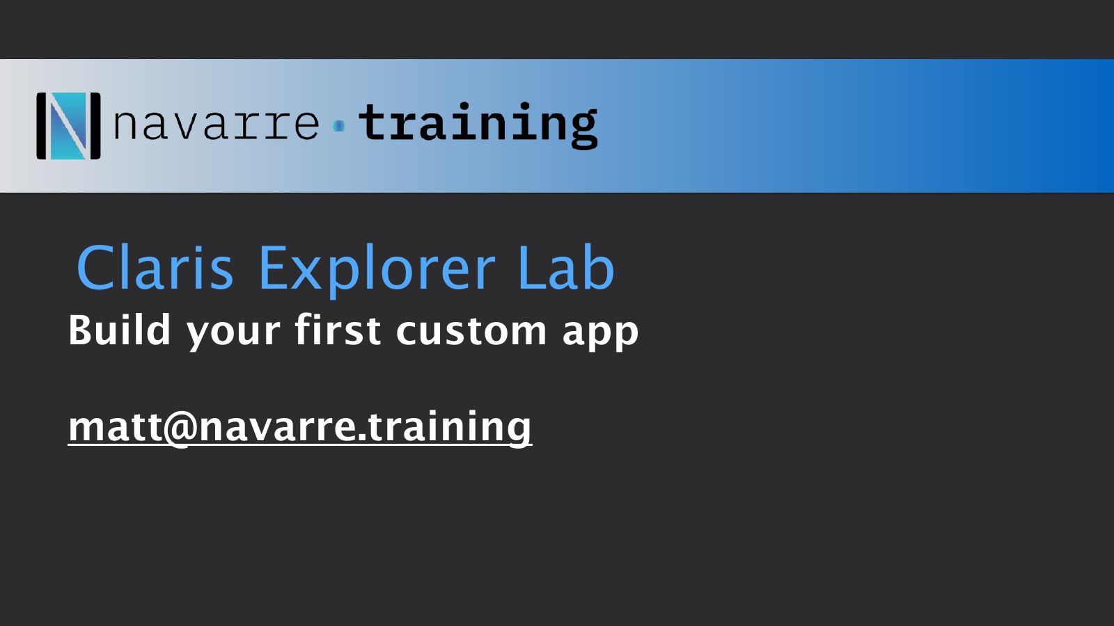 Slide 1: Claris Explorer Lab