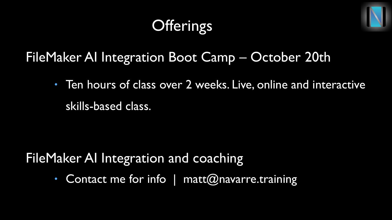 Slide 3: Offerings