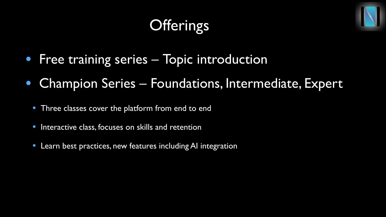 Slide 4: Offerings
