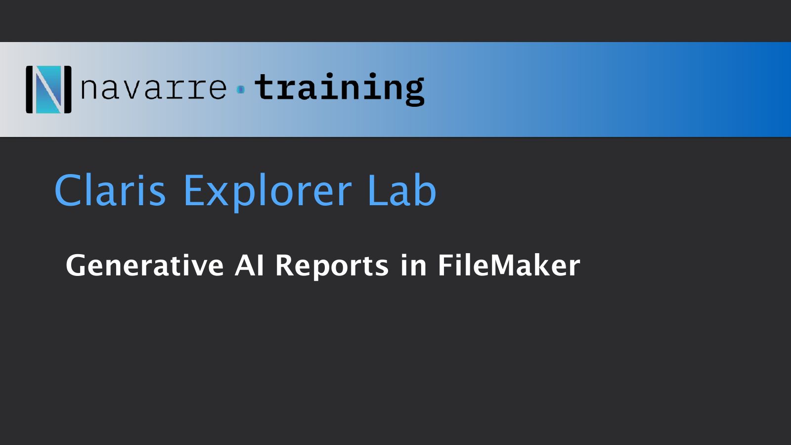 Slide 1: Claris Explorer Lab