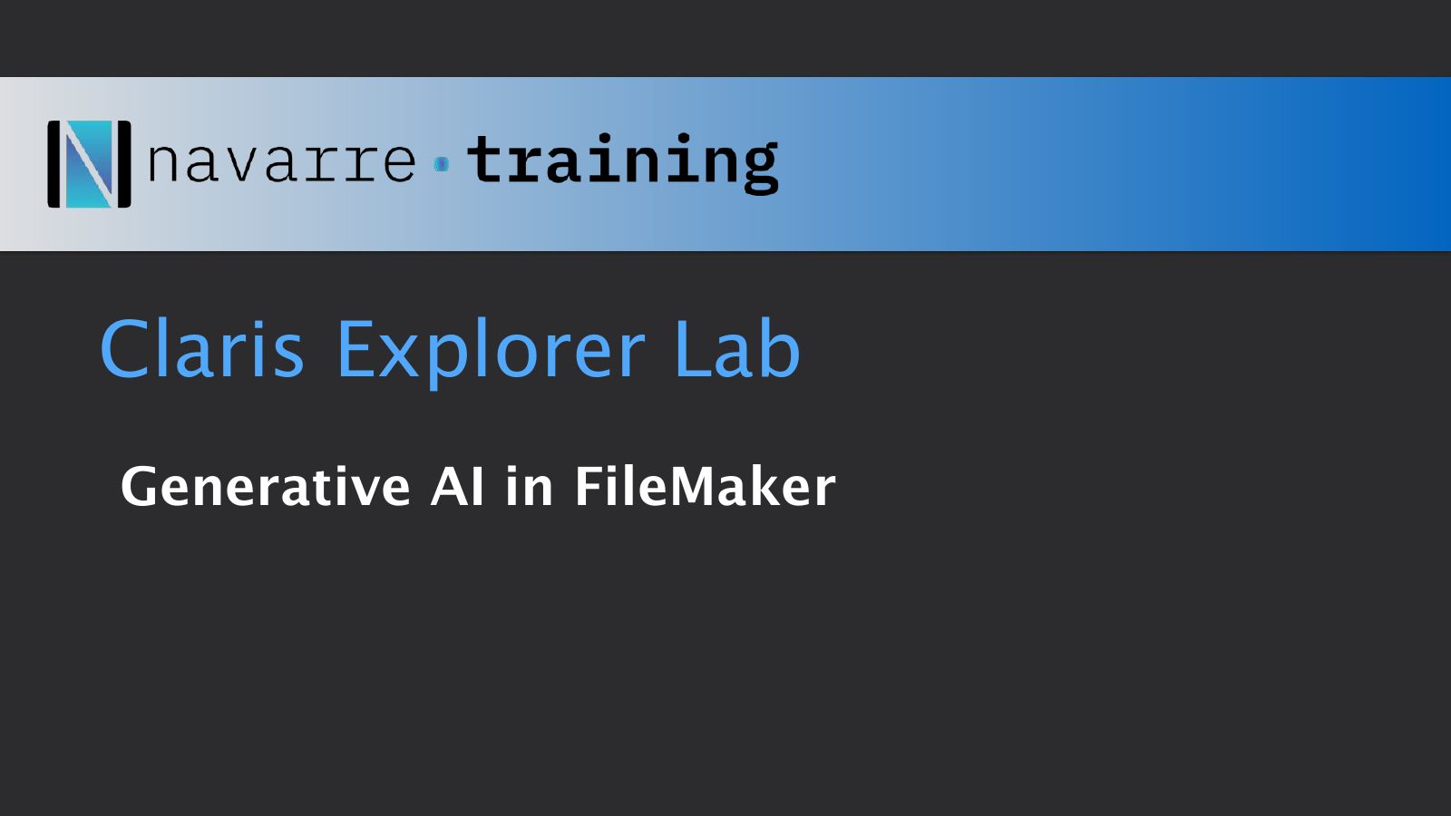 Slide 1: Claris Explorer Lab