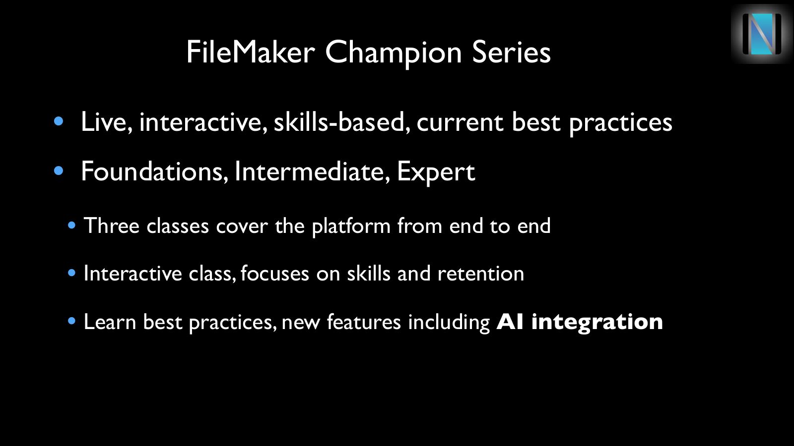 Slide 4: FileMaker Champion Series