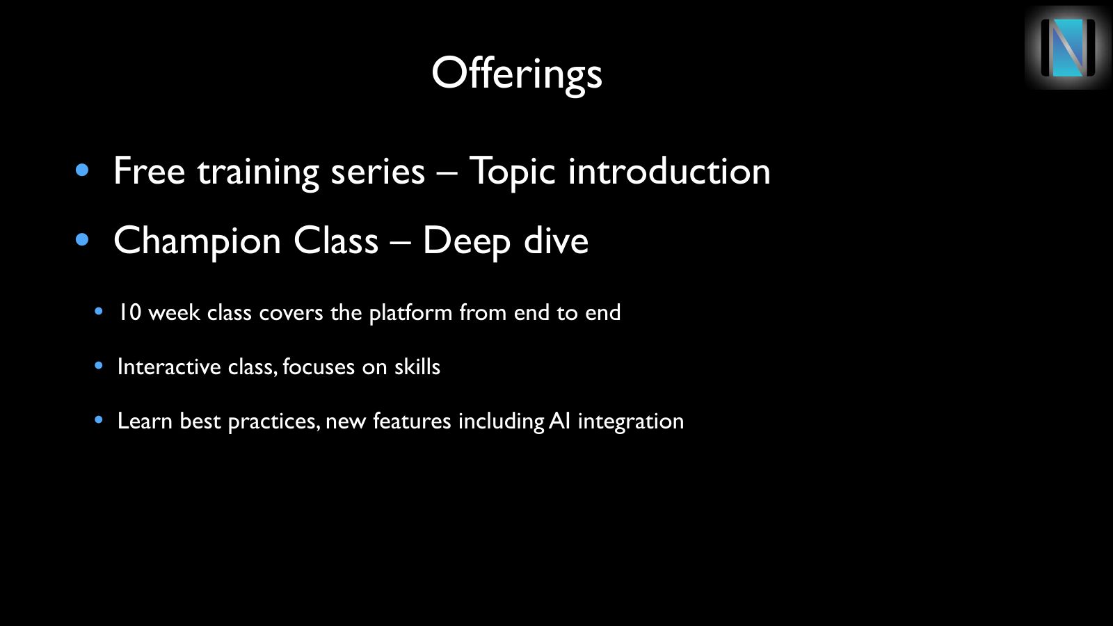 Slide 3: Offerings