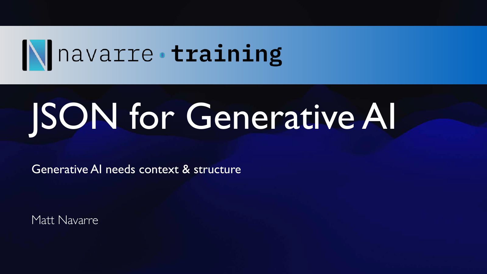 Slide 1: JSON for Generative AI
