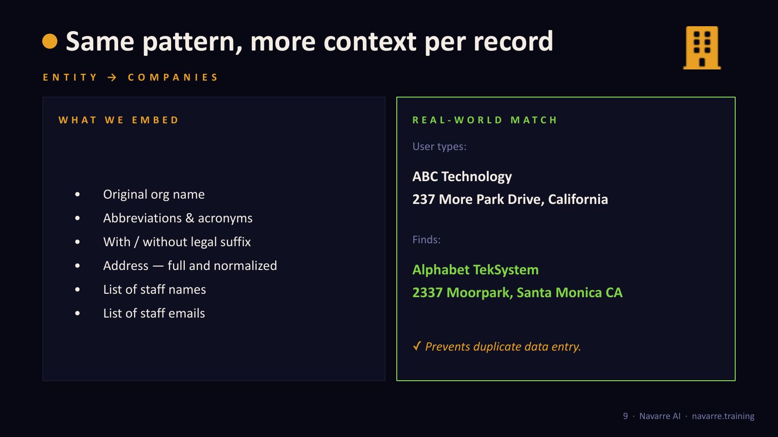 Slide 5: Same pattern, more context per record